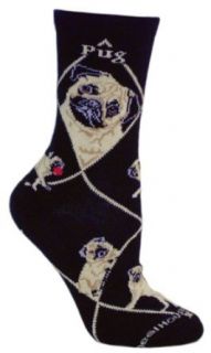 Fawn Pug Black Cotton Dog Novelty Socks for Adults 9 11 at  Womens Clothing store