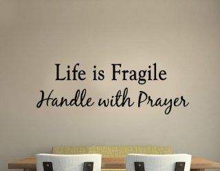 Life is Fragile Handle with Prayer Vinyl Wall Art Religious Home Decor Quote Scripture Wall Decals   Wall Decor Stickers