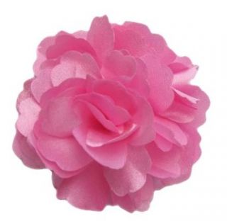 A Girl Company Pink Satin Flower Hair Bow/Clip/Brooch: Clothing