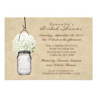 Rustic Baby's Breath & Mason Jar Bridal Shower Announcement