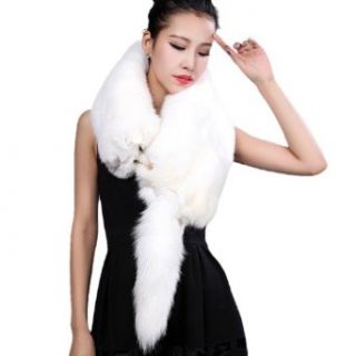 Arctic Fox Fur Scarves Shawl White 52": Clothing