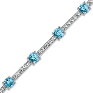 Swiss Blue Topaz and Lab Created White Sapphire Bracelet in Sterling