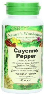Nature's Wonderland Cayenne Pepper , Vegetarian Formula.675 mg, 60 Capsule Bottle: Health & Personal Care