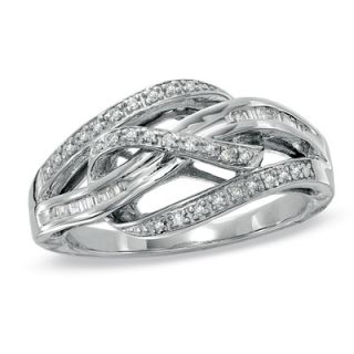 CT. T.W. Diamond Looped Bypass Ring in Sterling Silver   Size 7