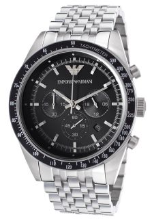Emporio Armani AR5988  Watches,Mens Sportivo Chronograph Silver Tone Steel Black Dial, Casual Emporio Armani Quartz Watches