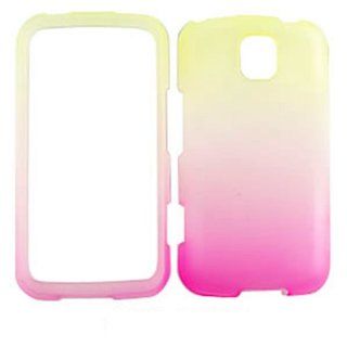 ACCESSORY HARD PROTECTOR CASE COVER FOR LG OPTIMUS M / OPTIMUS C MS 690 FROSTY PASTEL YELLOW WHITE PINK: Cell Phones & Accessories