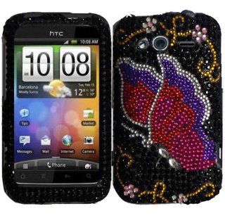 Pink Butterfly Full Diamond Bling Case Cover for HTC Wildfire S Marvel: Cell Phones & Accessories
