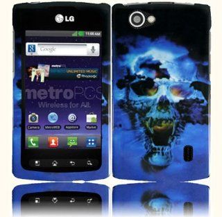 Blue Black Skull Hard Cover Case for LG Optimus M+ MS695: Cell Phones & Accessories