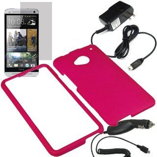 BW Hard Shield Shell Cover Snap On Case for AT&T, Sprint, T Mobile HTC One + LCD + Car + Home Charger  Magenta Pink: Cell Phones & Accessories