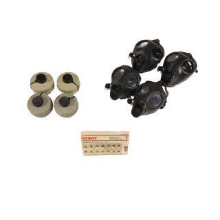 Gas Mask Family Kit Two Adult + Two Children Israeli Gas Mask w/ Original Nato Filter w/ tablets   14 Tablets of 130 Mg Potassium Iodine: Safety Masks: Industrial & Scientific