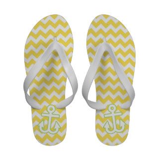 Girly Nautical Anchor Yellow/Lime Flip Flops