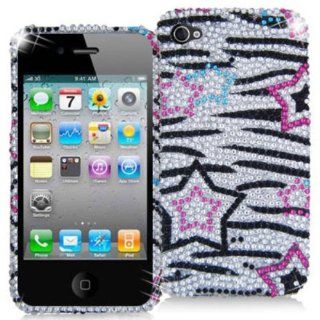 DECORO FDIP4IM706 Premium Full Diamond Protector Case for Apple iPhone 4/4S   1 Pack   Retail Packaging   Stars on Zebra: Cell Phones & Accessories