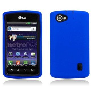 For LG Optimus M+/MS695 HYBRID Hard/Rubber Cover Case Black/Blue Cell Phones & Accessories