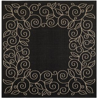 Safavieh Indoor/ Outdoor Courtyard Scroll pattern Black/ Beige Rug (710 Square)