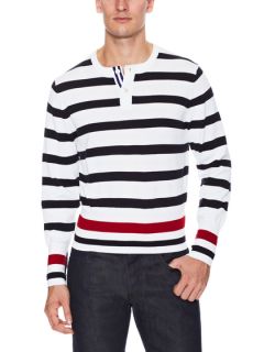 Striped Henley Sweater by Black Fleece