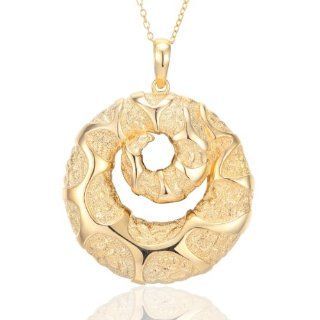 18k Gold Over Sterling Silver Melted Motif Circle Pendant: Jewelry