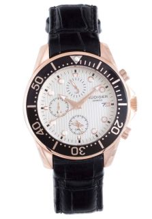 Rudiger R2001 09 001L  Watches,Mens Chemnitz Chronograph Silver Dial Black Calfskin, Casual Rudiger Quartz Watches