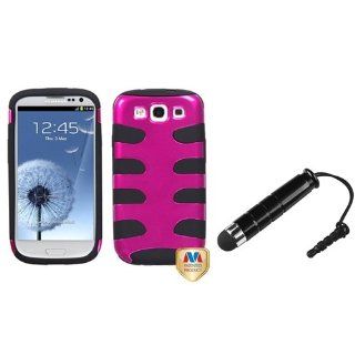 eForCity Metallic Hot Pink/Black Fishbone Phone Protector Cover + Black Mini Stylus Compatible With Samsung?Galaxy S III (i747/L710/T999/i535/R530/i9300): Cell Phones & Accessories