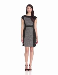 Anne Klein Women's Cap Sleeve Color Block Dress, Black/White, 2 at  Womens Clothing store