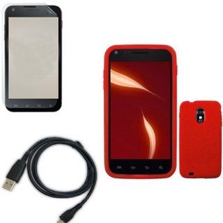 iFase Brand Samsung Epic Touch 4G D710 Combo Solid Red Silicone Skin Case Faceplate Cover + LCD Screen Protector + USB Data Charge Sync Cable for Samsung Epic Touch 4G D710: Cell Phones & Accessories