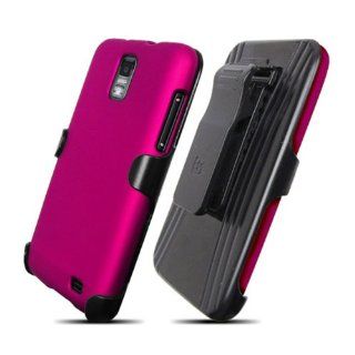 Samsung i727 SkyRocket Rose Pink Cover Case + KickStand Belt Clip Holster + Naked Shield Screen Protector: Cell Phones & Accessories