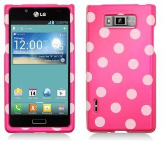 [SUGARPHONE] HOT PINK/WHITE Polka Dots Hard Plastic Protector Cover Case For LG VENICE/SPLENDOR LS730/US730 (Boost Mobile/Sprint/US Cellular): Cell Phones & Accessories