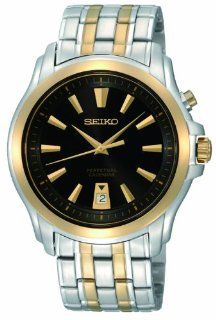 Seiko Men's SNQ120 Silver And Gold Analog with Black Dial Watch at  Men's Watch store.