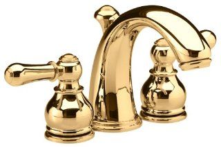 American Standard 7471.732.099 Hampton Two Lever Handle Minispread Faucet with Metal Speed Connect Pop Up Drain, Polished Brass   Bathroom Sink Faucets  