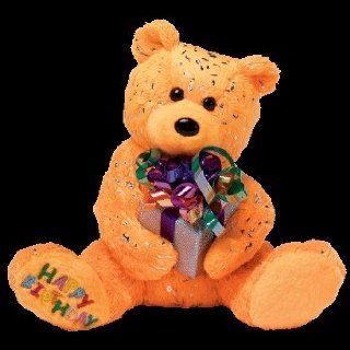 Ty Beanie Babies Happy Birthday the Bear ( Orange   W/ Present ) Toys & Games