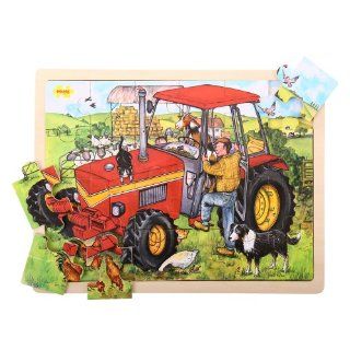 Bigjigs Toys BJ744 Tray Puzzle Tractor: Toys & Games