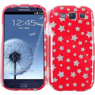 Cell Armor I747 SNAP TP886 Snap On Case for Samsung Galaxy SIII   Retail Packaging   Glitter Stars on Hot Pink Cell Phones & Accessories