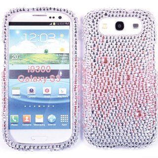 Pink Silver White Bling Case Rhinestone Cover For Samsung Galaxy S 3 S3 III I747 I9300 w/ Free Pouch Cell Phones & Accessories