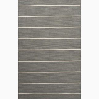 Handmade Stripe Pattern Gray/ Ivory Wool Rug (8 X 10)