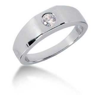 Mens White Gold .25CT Solitaire Bezel Diamond Ring: Jewelry