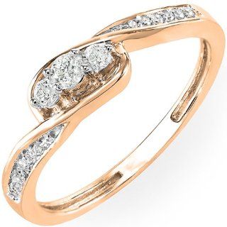 0.25 Carat (ctw) 10K Gold Round Diamond Ladies 3 Stone Engagement Promise Ring 1/4 CT: Jewelry