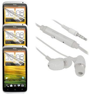 Skque® Clear Anti Scratch Screen Protector Films Protective Skin(3 Packs) + White 3.5mm Stereo Headset Earphone /w Mic for HTC ONE X XT 32GB 16GB 4.7 Inch Cellphone: Cell Phones & Accessories