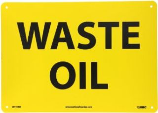 NMC M751RB Hazardous Materials Sign, Legend "WASTE OIL", 14" Length x 10" Height, Rigid Polystyrene Plastic, Black on Yellow: Industrial Warning Signs: Industrial & Scientific