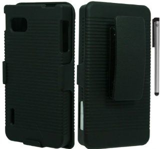 Black Belt Clip Holster Stand Cover Case with ApexGears Stylus Pen for LG Optimus F3 MS659 T Mobile by ApexGears: Cell Phones & Accessories