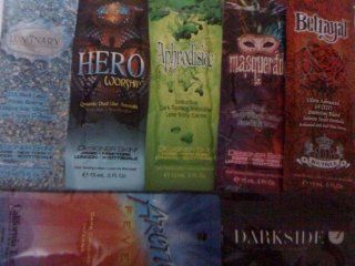 We Ship These Within 24 Hours of Payment! Lot of 7 Packets 2010 Designer Skin Tanning Lotion Sample Packets Luminary Masquerade Betrayal Aphrodisiac Hero Worship Tanning Lotion Packettes: Beauty