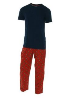 Polo Ralph Lauren Men's Sleepwear, Celebrity Pajama Set Red Pants Navy T shirts: Clothing
