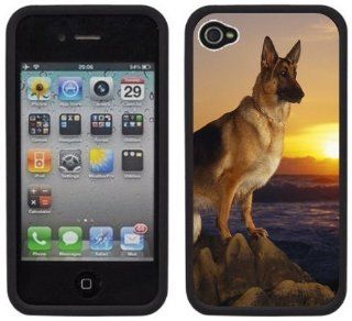 German Shepherd Handmade iPhone 4 4S Black Hard Plastic Case: Cell Phones & Accessories