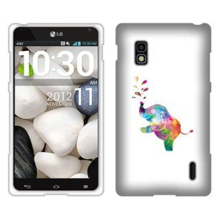 Fincibo (TM) LG Optimus G E970 Protector Hard Snap On Crystal Cover Case   Colorful Elephant, Front And Back: Cell Phones & Accessories
