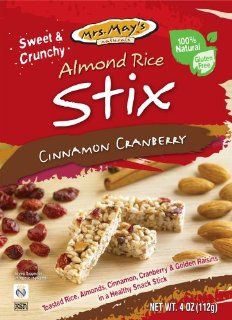 Mrs. May's Naturals Almond Rice Stix, Cinnamon Cranberry, 4 Ounce (Pack of 12) : Grocery & Gourmet Food