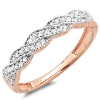 0.25 Carat (ctw) Round Diamond Ladies Anniversary Wedding Stackable Band Swirl Ring 1/4 CT: Jewelry