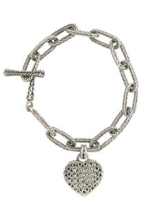 Silver Woven Heart Charm Bracelet by John Hardy