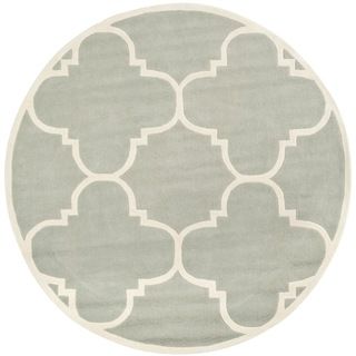 Safavieh Handmade Moroccan Chatham Gray/ Ivory Geometric Wool Rug (5 Round)