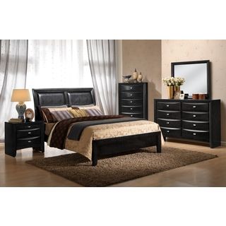 Global Furniture Usa Black/ Black Pvc Celia Queen Bed Black Size Queen