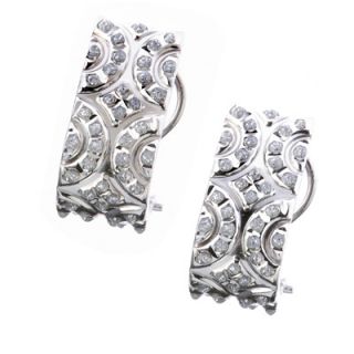 Diamond Fascination™ Vintage Style J Hoop Earrings in 14K White Gold