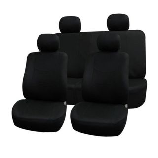 Fh Group Black Car Seat Covers For Front Low Back Buckets And Solid Bench (full Set)