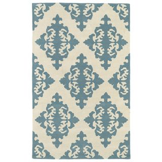 Hand tufted Runway Damask Mint/ Ivory Wool Rug (3 X 5)
